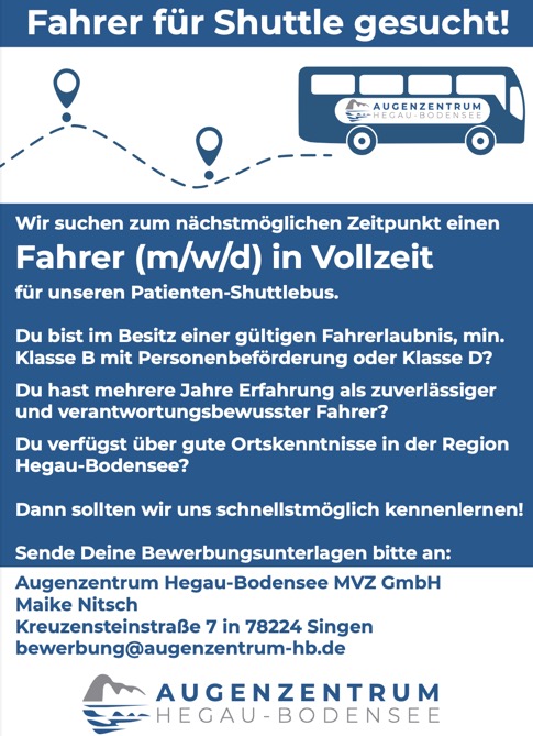Job: Fahrer für Patienten Shuttle gesucht - Raum Hegau-Bodensee